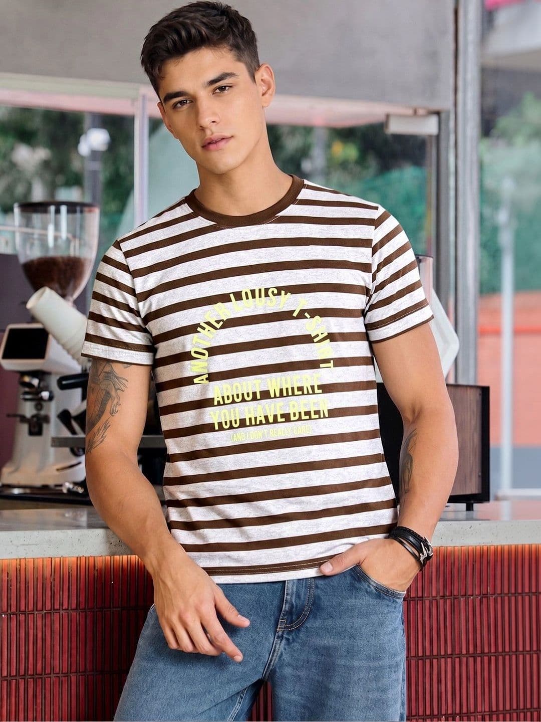 FTX Men Typography Striped T-shirt - view 1