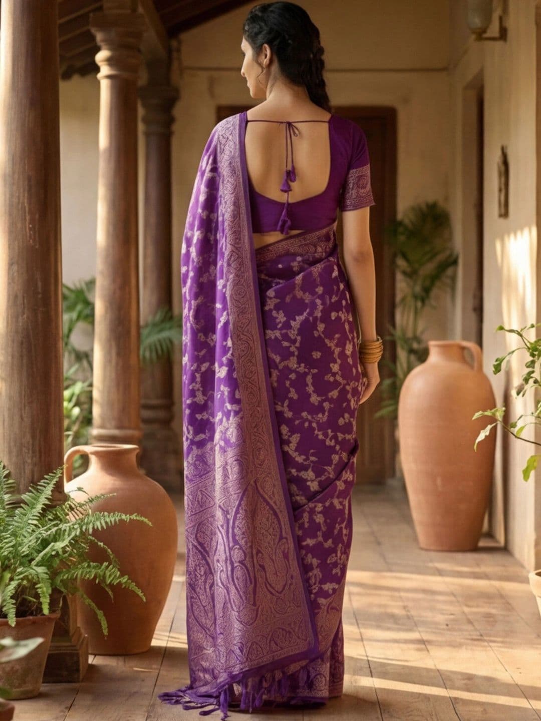 Anouk Rustic Woven Design Zari Silk Blend Designer Kanjeevaram Saree thumbnail 6