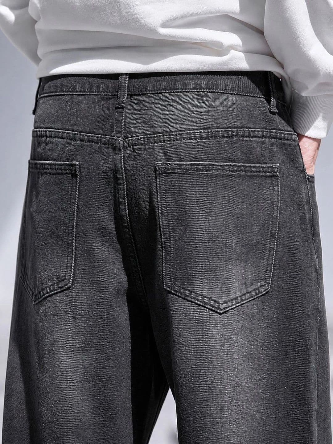 BREXX Men Jean Wide Leg Mid-Rise Low Distress Light Fade Stretchable Jeans thumbnail 3