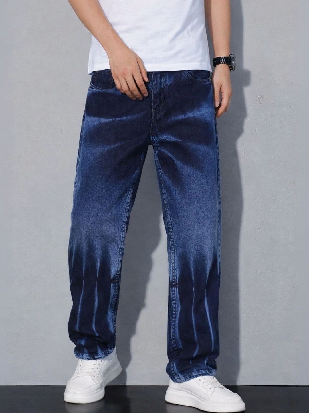 VERTICALS Men Straight Fit Mid-Rise Ombre Jeans - view 1