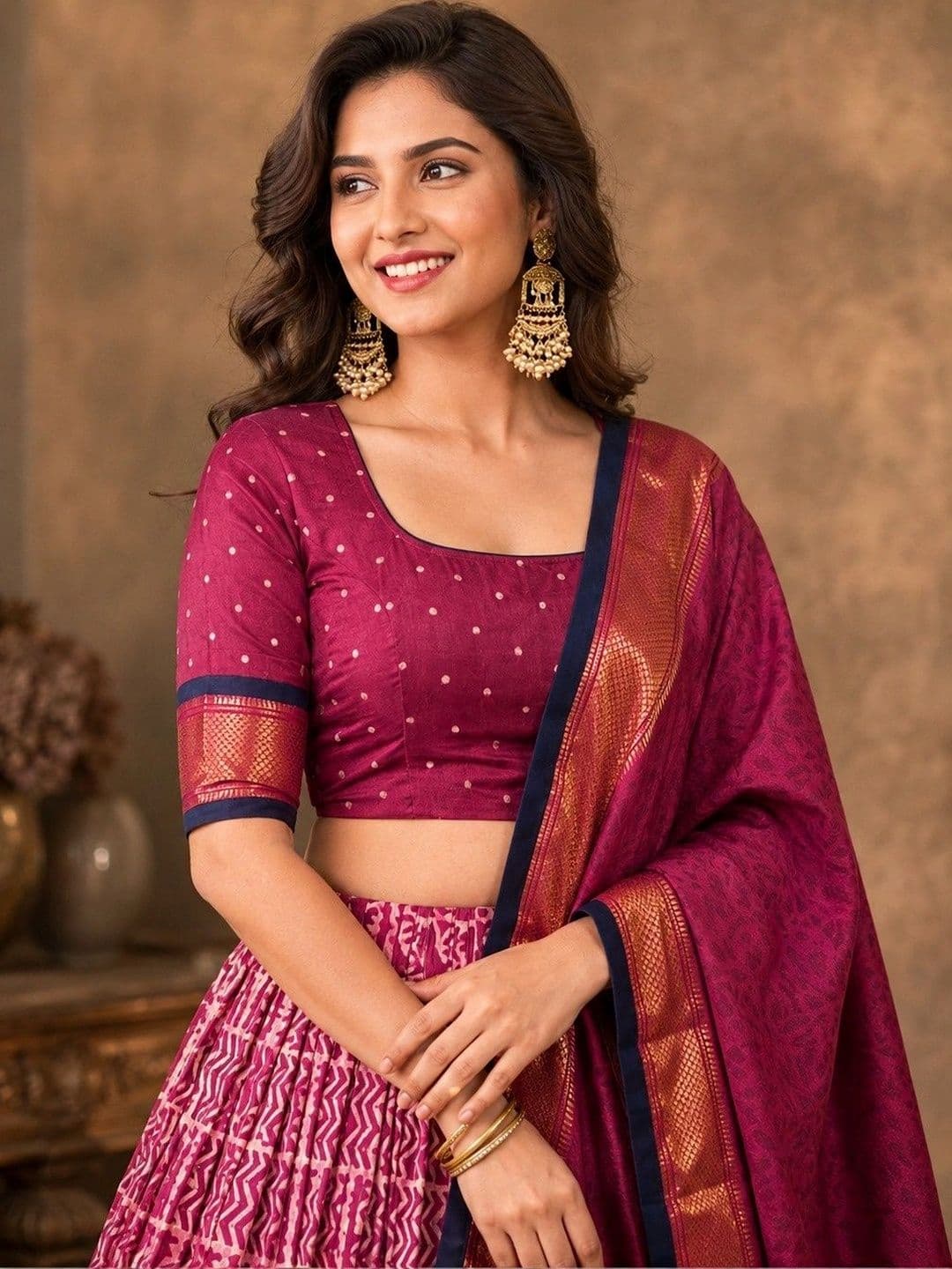 KALINI Embellished Ikat Ready to Wear Lehenga & Unstitched Blouse With Dupatta thumbnail 6