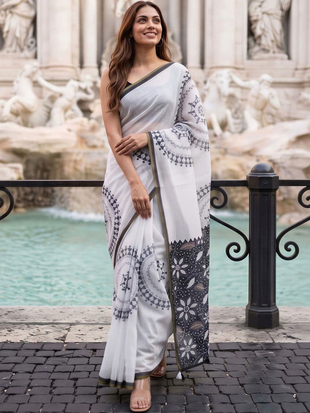 Sangria Warli Designer Block Print Saree thumbnail 5