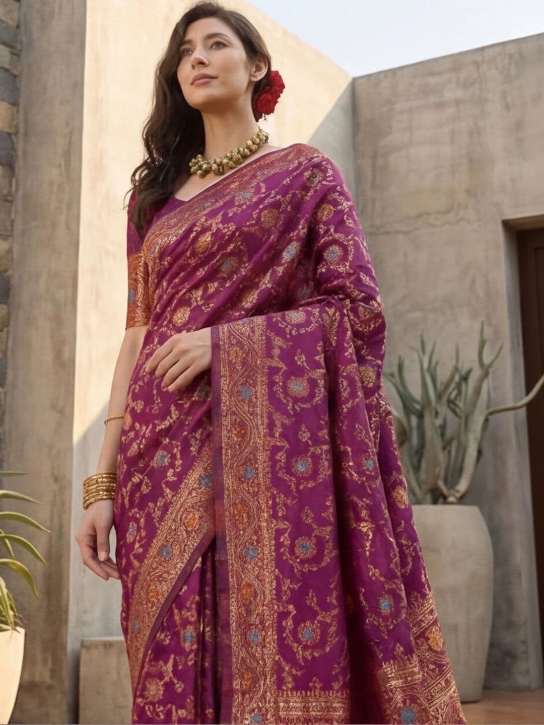 Anouk Rustic Woven Design Zari Silk Blend Designer Kanjeevaram Saree thumbnail 7