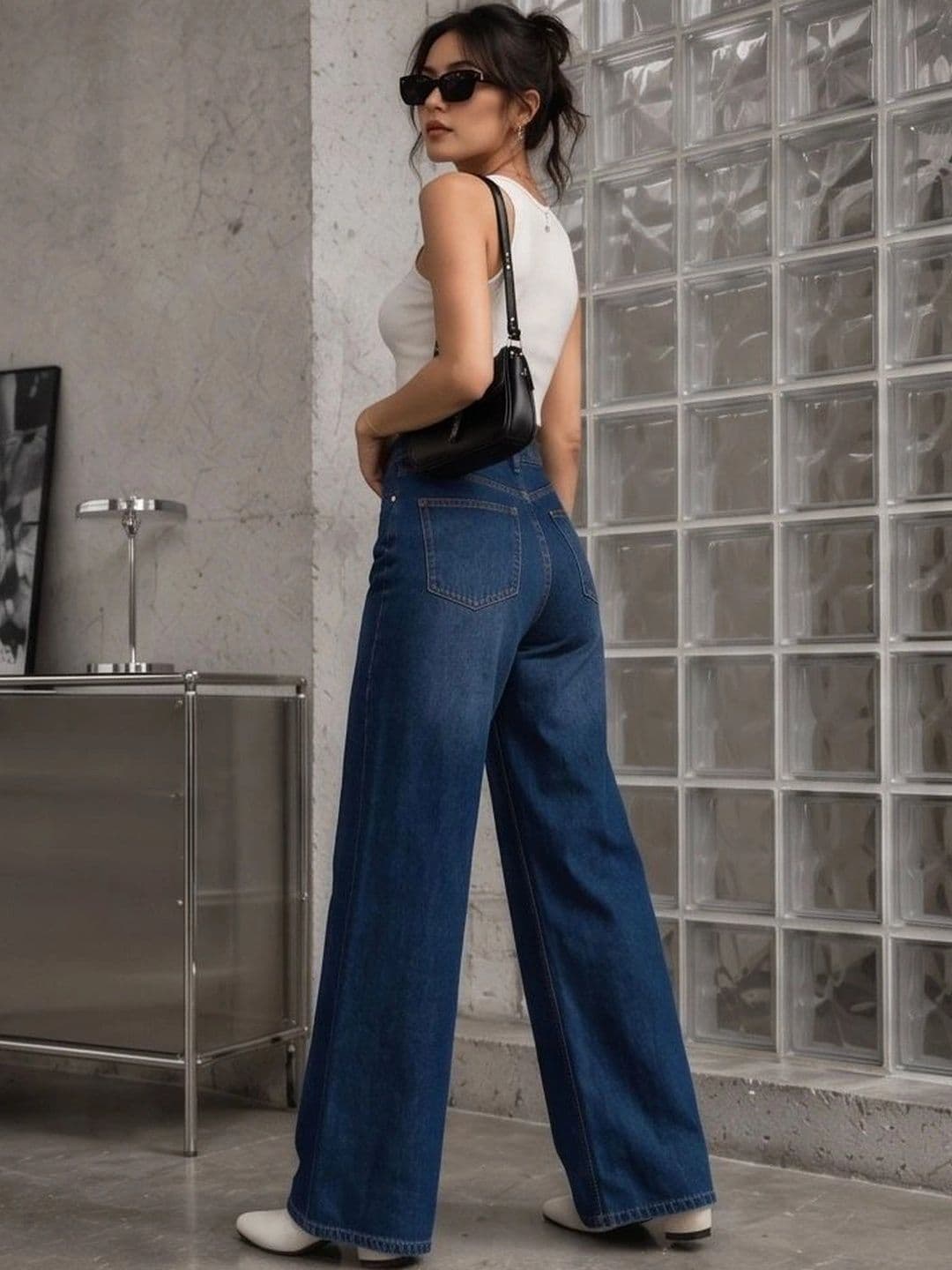 MERCEL Women Original Wide Leg High-Rise Light Fade Stretchable Jeans thumbnail 3