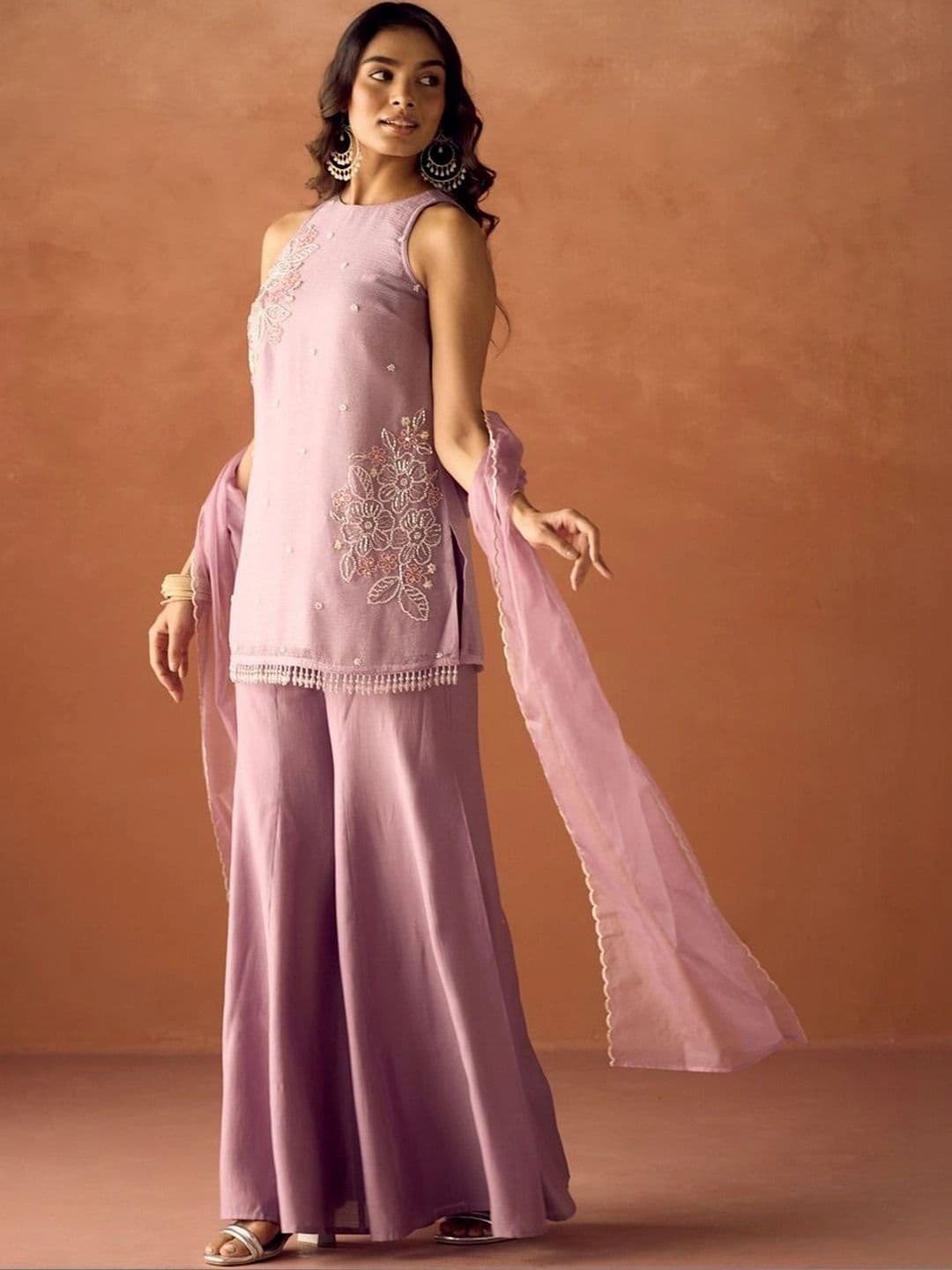 all about you Women Ethnic Motifs Embroidered Regular Thread Work Kurta with Palazzos & With Dupatta thumbnail 6