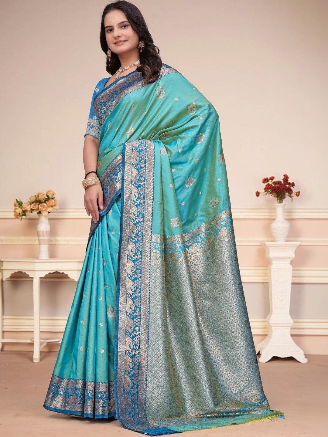 RANGREET Ethnic Motifs Zari Saree - view 1