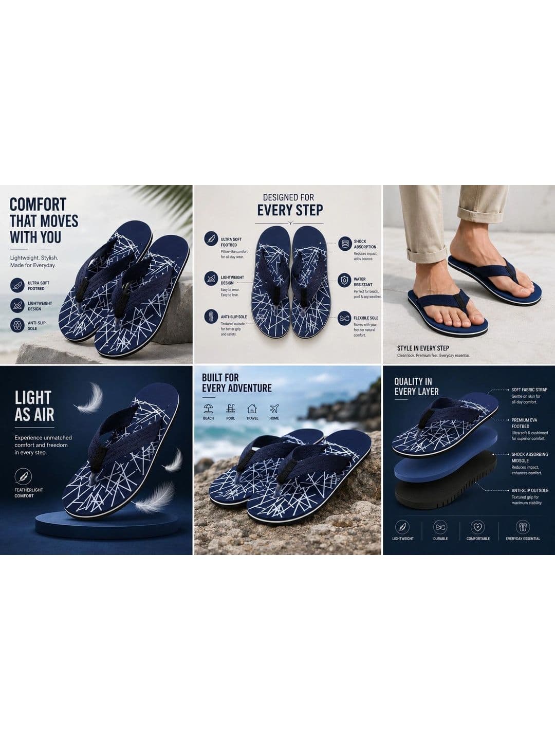ENRIZZ Men Printed Thong Flip-Flops thumbnail 4