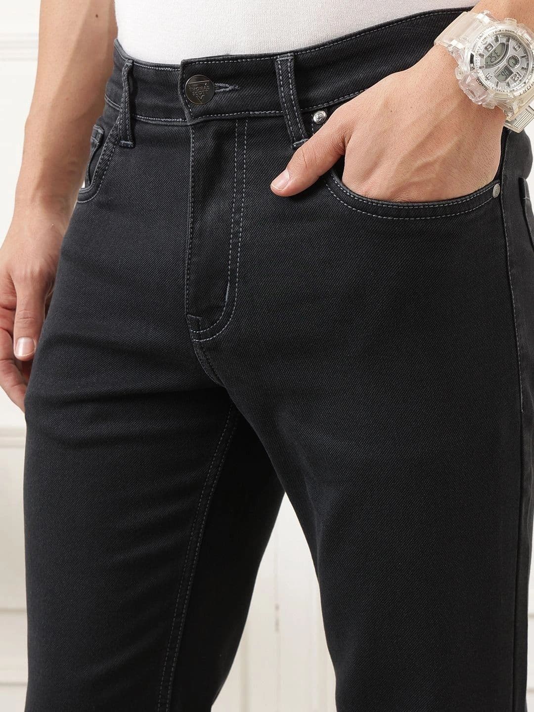 Thomas Scott Men Smart Bootcut Mid-Rise Stretchable Jeans thumbnail 7