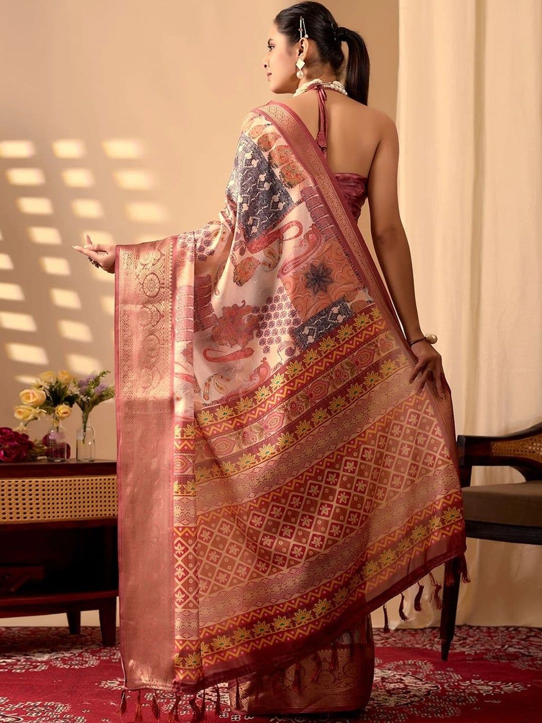 Moda Rapido Zari Silk Blend Designer Saree thumbnail 5