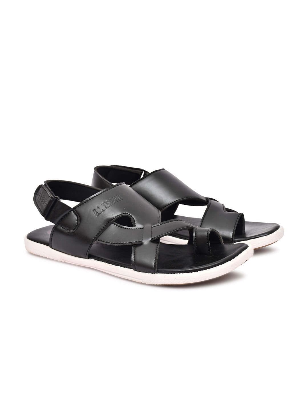 G L Trend Men Black Solid Casual Comfort Sandals with Cross-Strap Design thumbnail 2