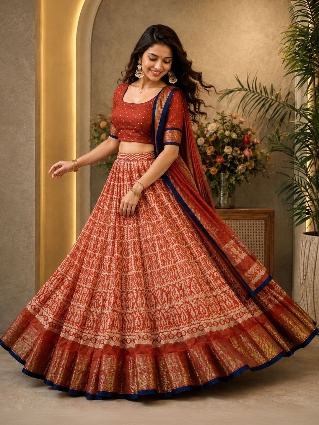 KALINI Embellished Ready to Wear Lehenga & Unstitched Blouse With Dupatta thumbnail 5