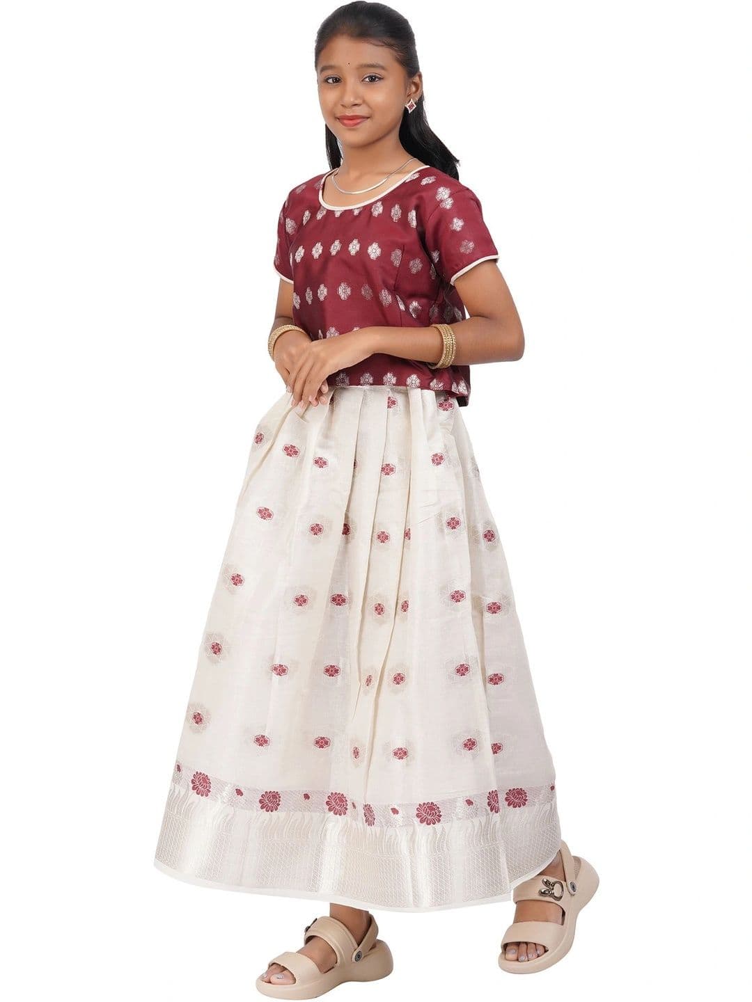 SKV ETHNIVERSE Girls Ready to Wear Lehenga & thumbnail 3