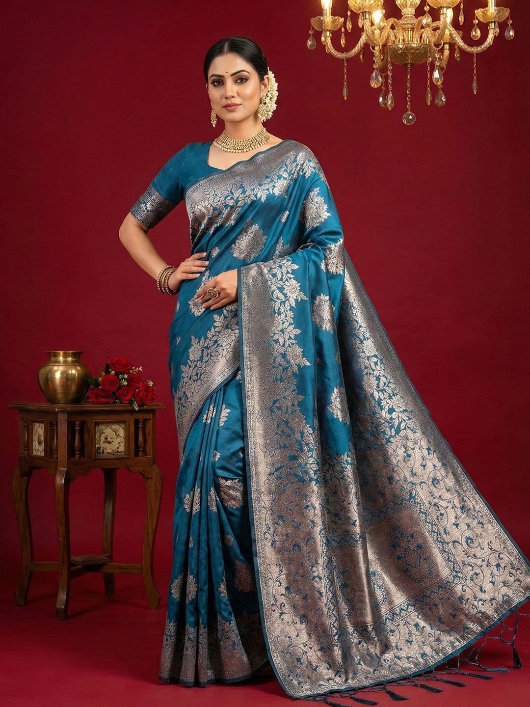 Mitera Woven Design Zari Silk Blend Banarasi Saree - view 1