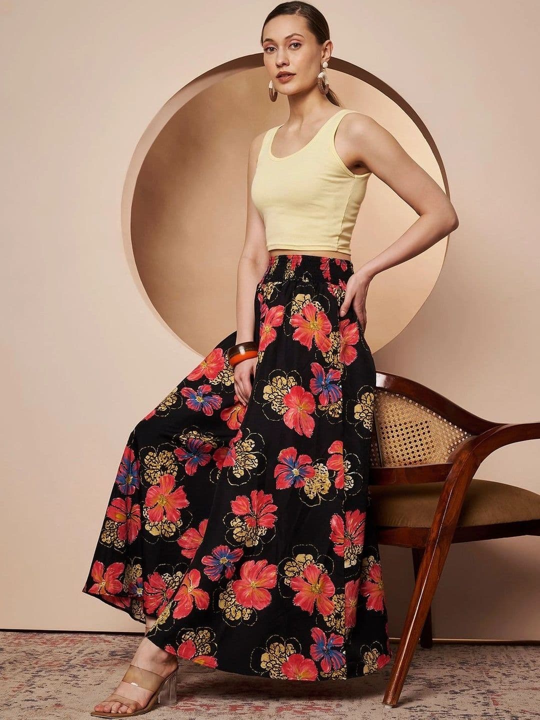 CORSICA Women Floral Printed Knitted Ethnic Palazzos thumbnail 7