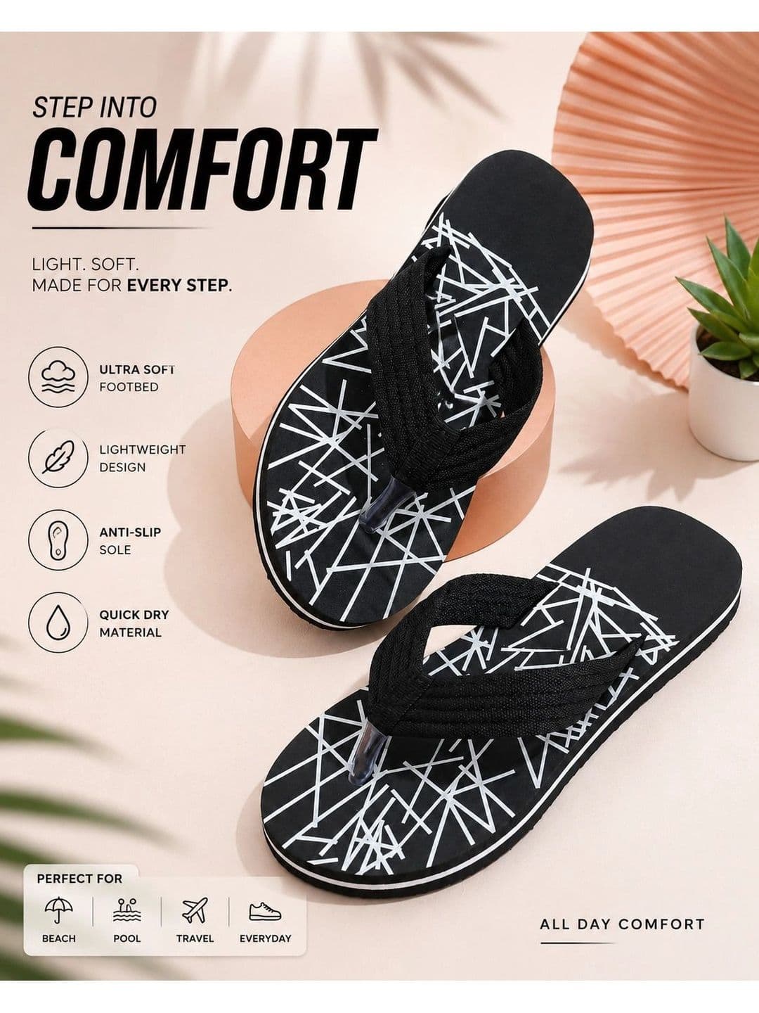ENRIZZ Men Printed Thong Flip-Flops thumbnail 6