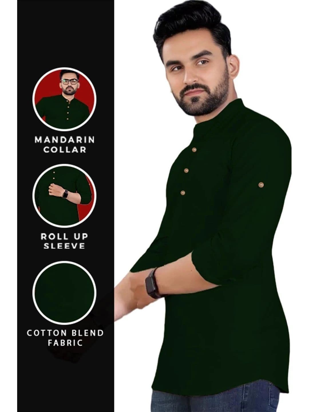 Amrit Trending Men Pack of 2 Cotton Mandarin Collar Kurta thumbnail 5