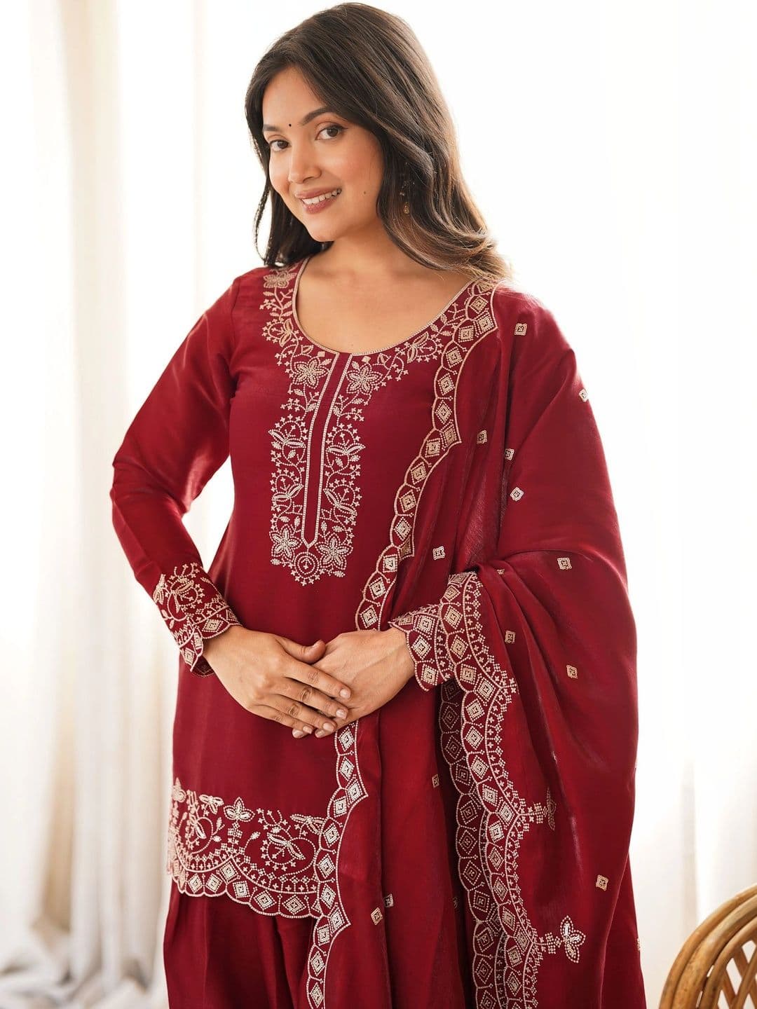 Kurtibella Women Ethnic Embroidered Regular Thread Work Kurta with Patiala & With Dupatta thumbnail 5