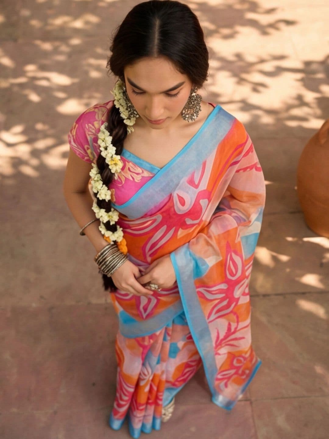 Anouk Rustic Zari Pure Linen Designer Khadi Saree thumbnail 7