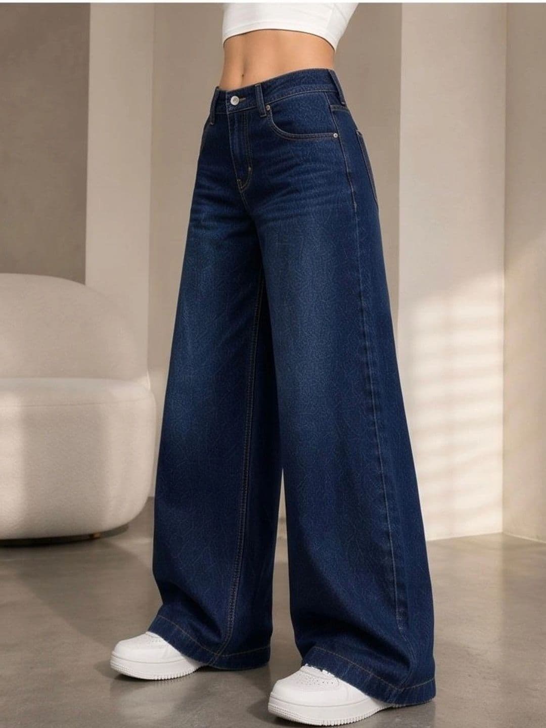 MERCEL Women Original Wide Leg High-Rise Light Fade Stretchable Jeans thumbnail 2