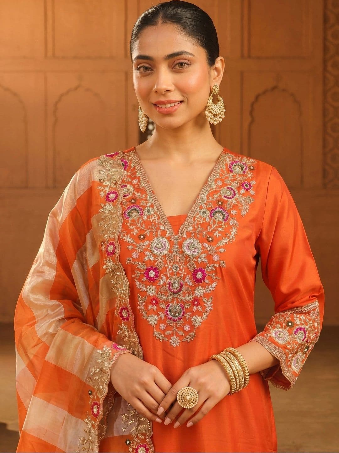 all about you Women Ethnic Motifs Embroidered Regular Mirror Work Kurta with Trousers & With Dupatta thumbnail 5
