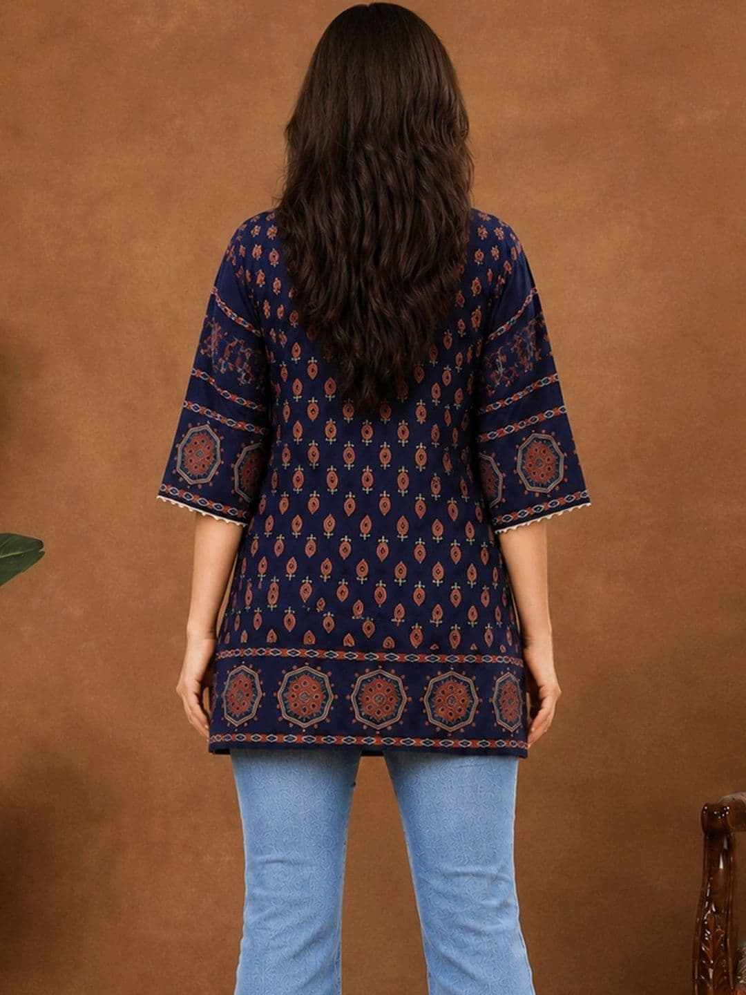 Sangria Ethnic Motifs Printed Square Neck Kurti thumbnail 3