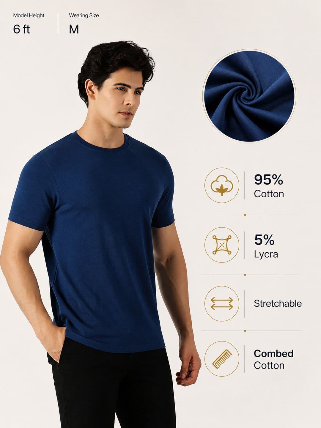 SOULIVELY Men Cotton Stretch T-shirt thumbnail 6
