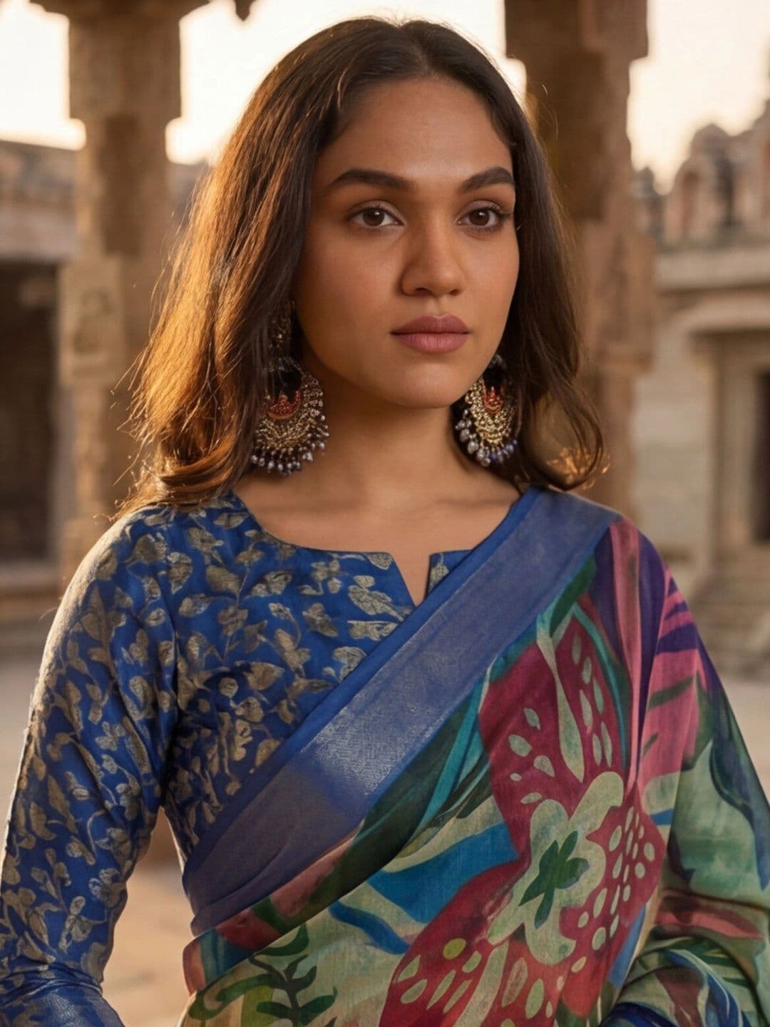 Anouk Rustic Floral Zari Pure Linen Designer Khadi Saree thumbnail 6