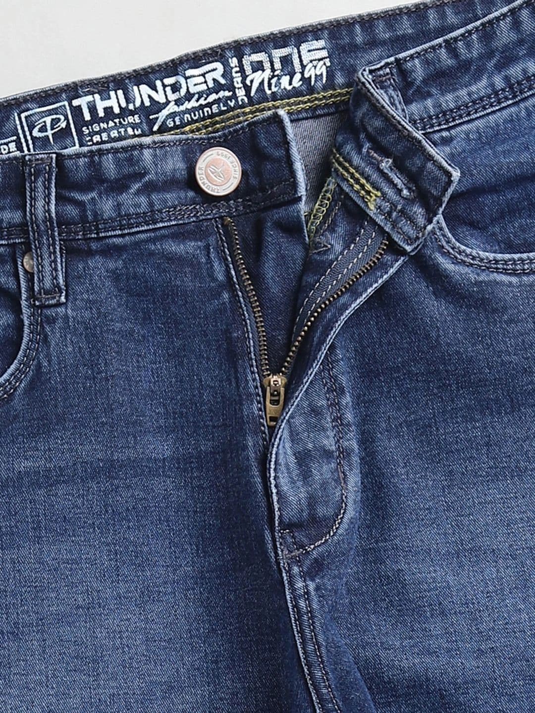 THUNDER JEANS Men Straight Fit Mid-Rise Stretchable Jeans thumbnail 6
