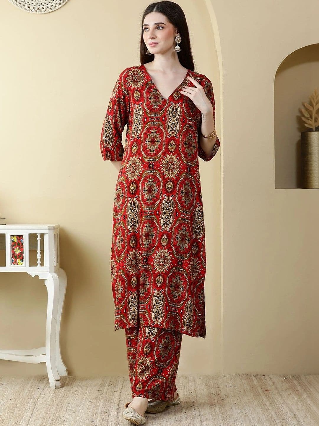 Anouk Women Ethnic Motifs Printed Regular Kurta with Palazzos thumbnail 5