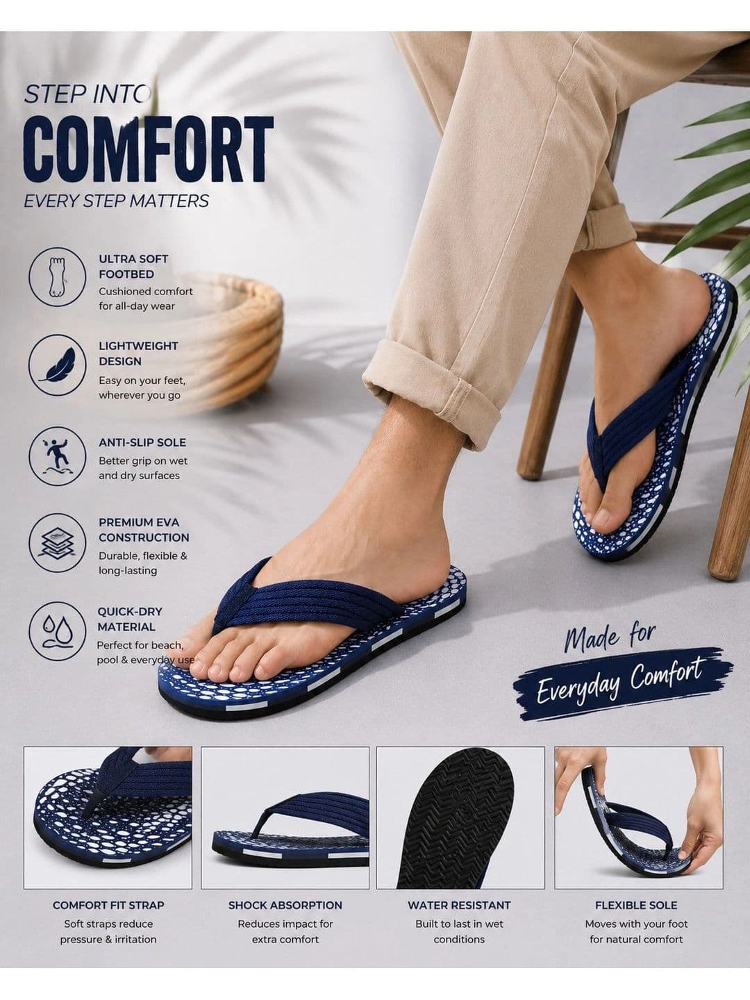 ENRIZZ Men Printed Thong Flip-Flops thumbnail 2