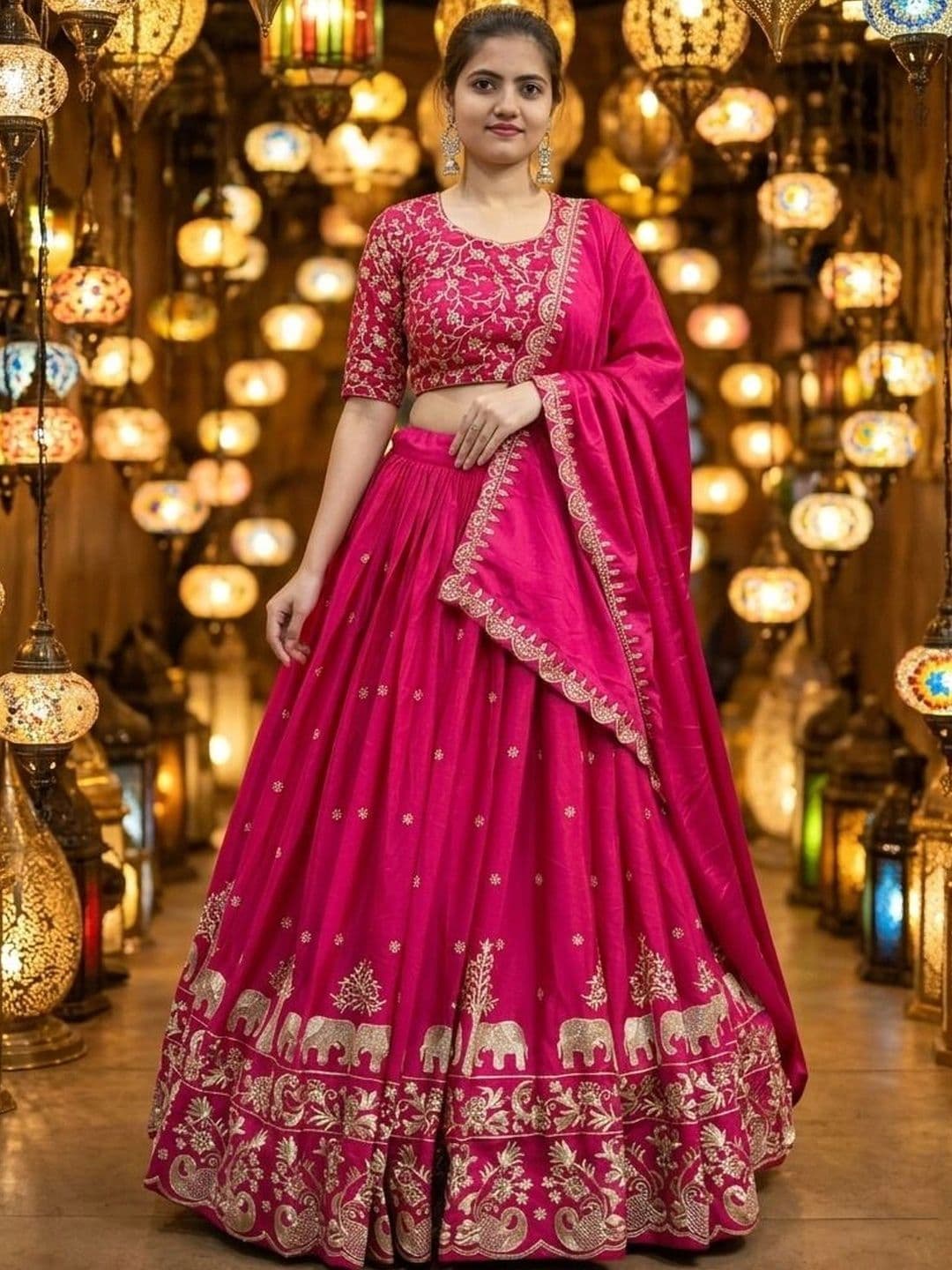 HERE&NOW Embroidered Semi-Stitched Lehenga & Blouse With Dupatta thumbnail 3