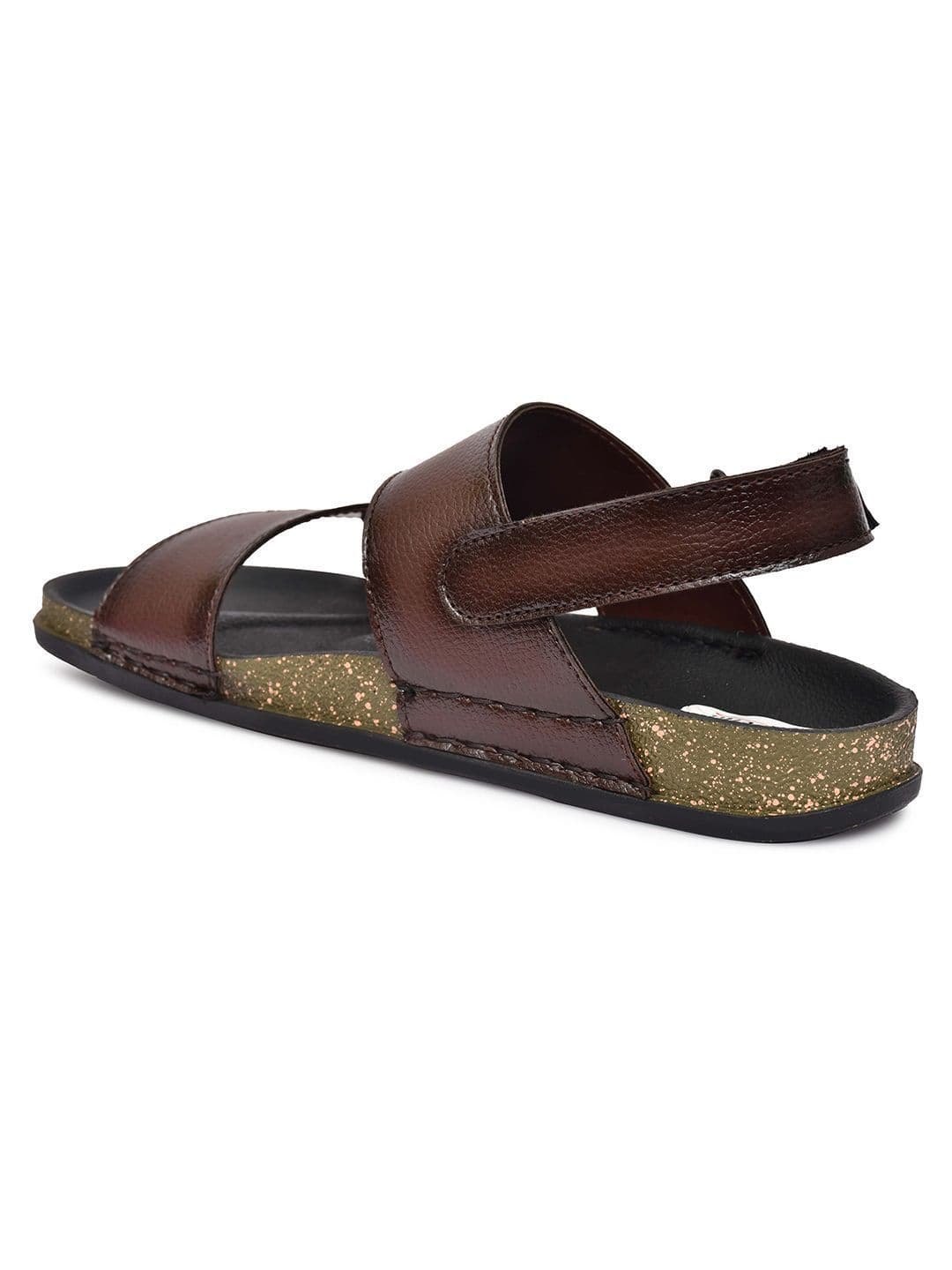 G L Trend Men Brown Casual comfortable Waterproof Leather Velcro Sandals thumbnail 3