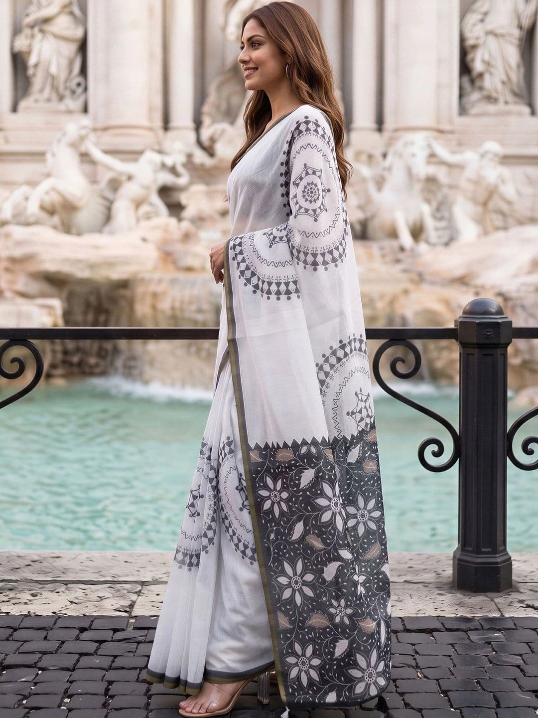 Sangria Warli Designer Block Print Saree thumbnail 6
