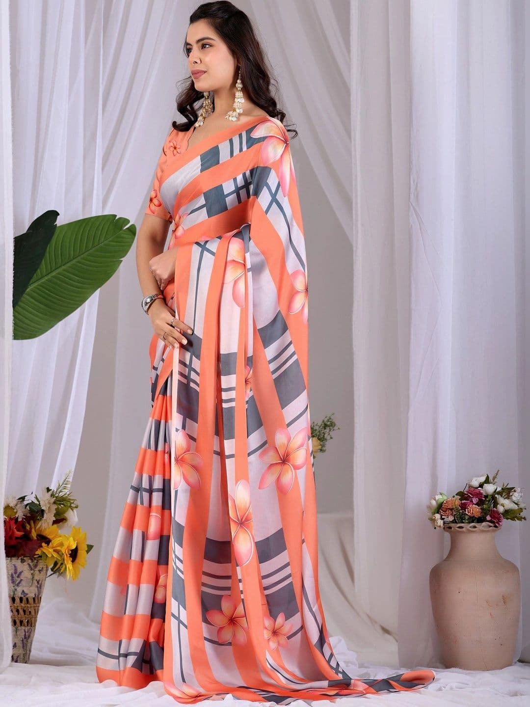Moda Rapido Floral Satin Designer Saree thumbnail 3