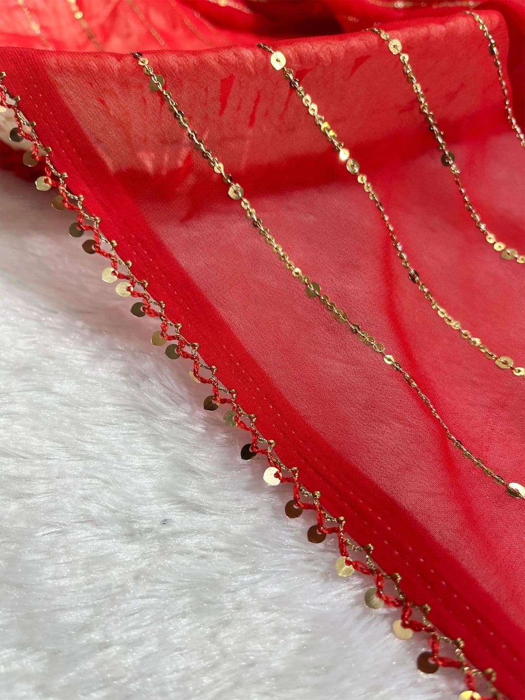 House of Pataudi Striped Zari Poly Georgette Designer Saree thumbnail 3