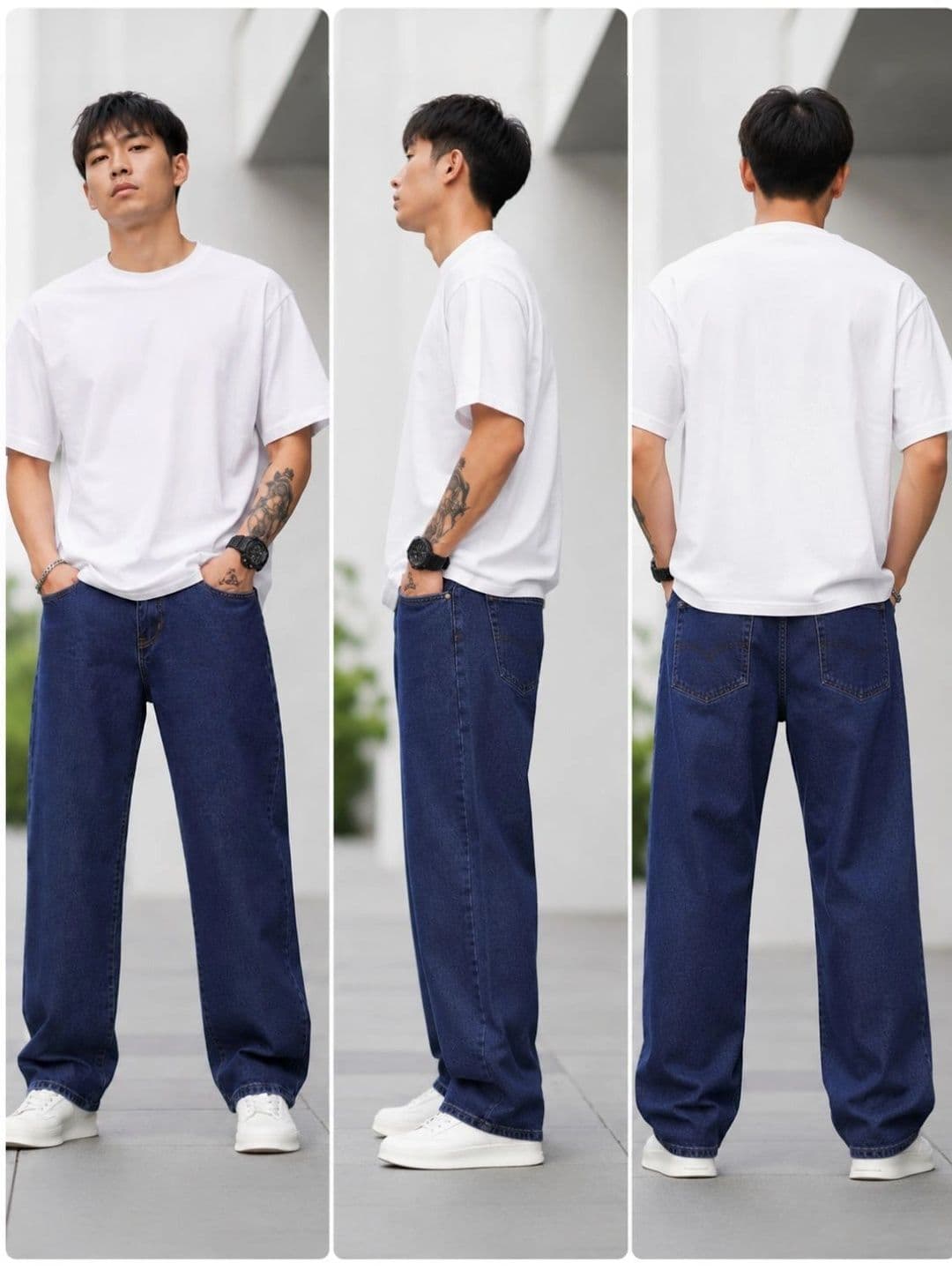 BREXX Men Jean Wide Leg Mid-Rise Stretchable Jeans thumbnail 4