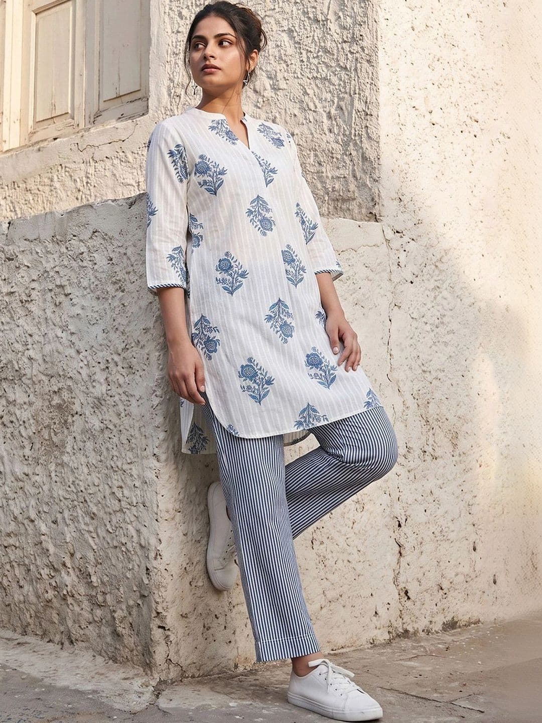 Melange by Lifestyle Women Ethnic Motifs Printed Regular Pure Cotton Kurti with Trousers - view 1