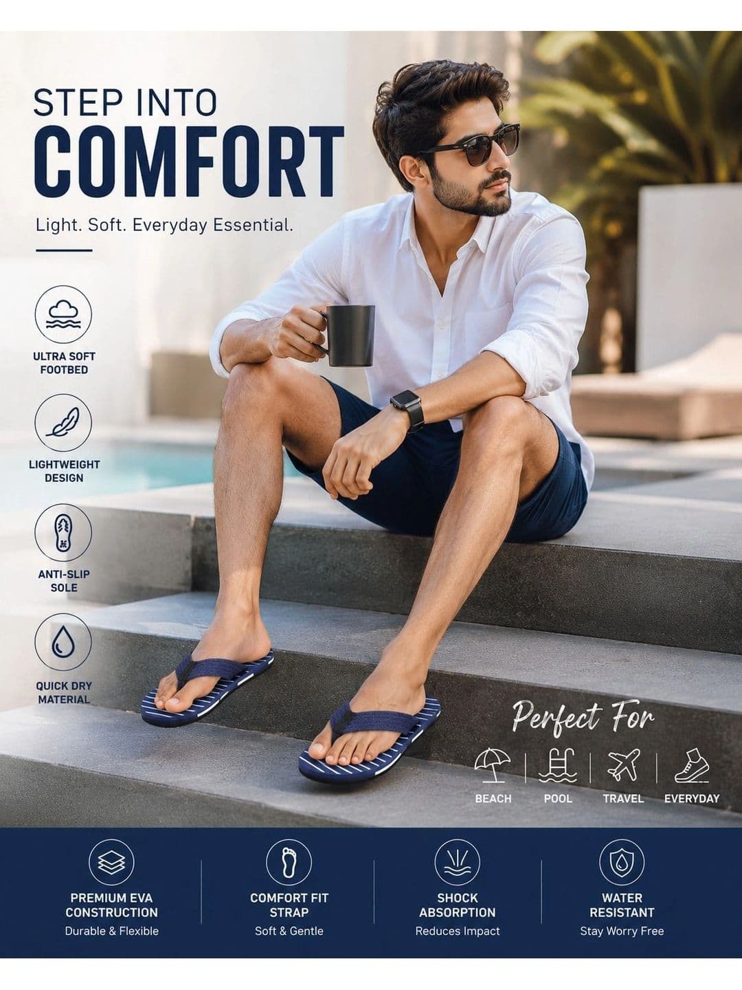 ENRIZZ Men Striped Thong Flip-Flops thumbnail 3