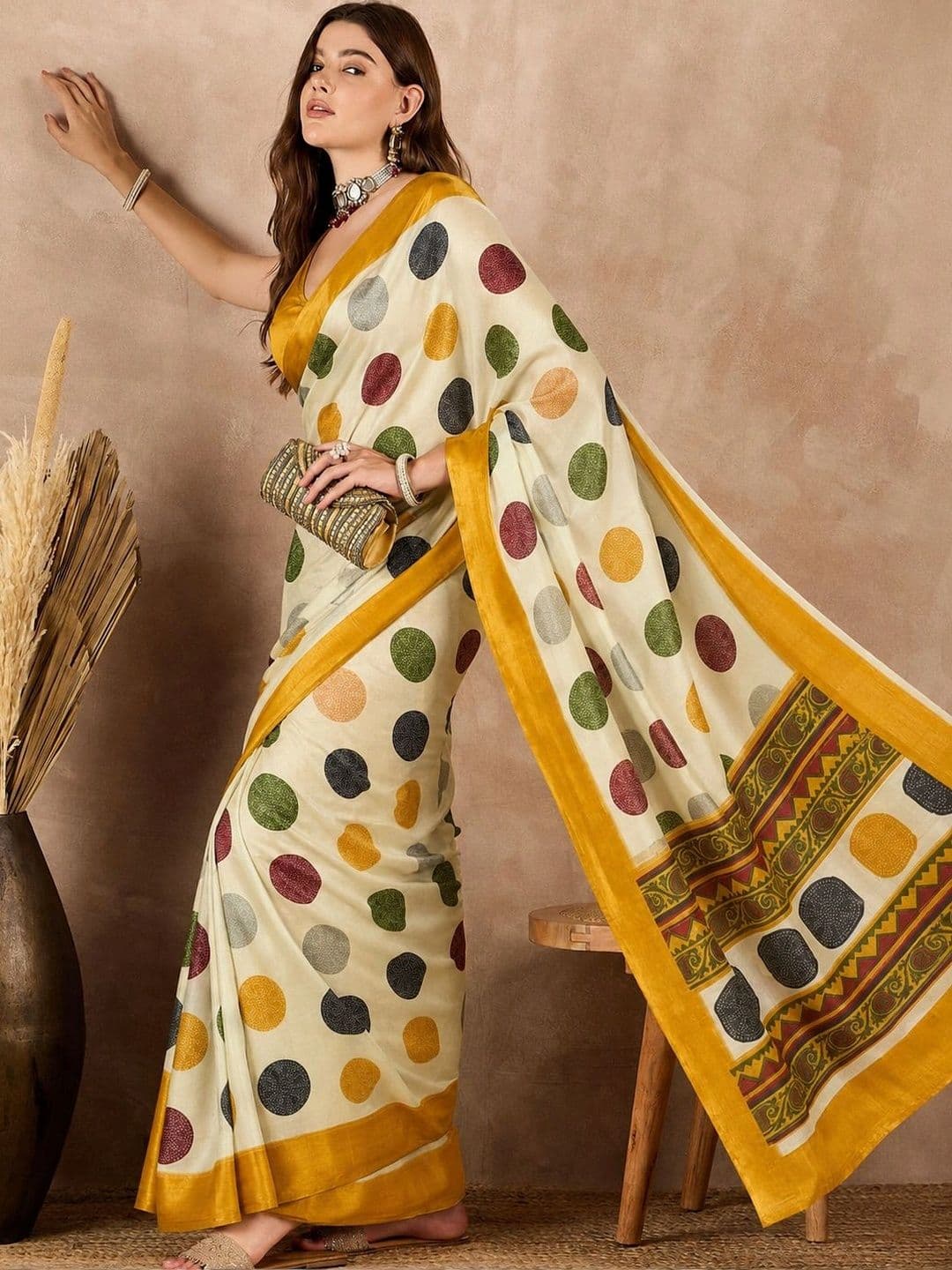 Sita Polka Dot Pure Georgette Saree thumbnail 5