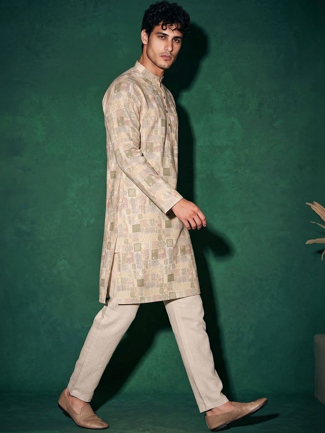 DRIP CHOWK Men Ethnic Motifs Printed Jacquard Kurta thumbnail 4