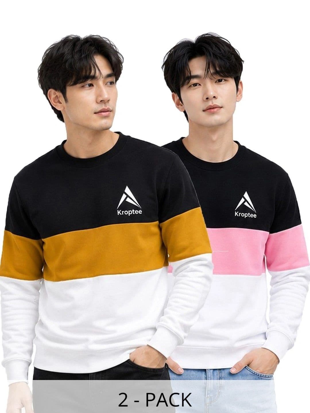 Kroptee Men Colourblocked Logo T-shirt Pack - view 1