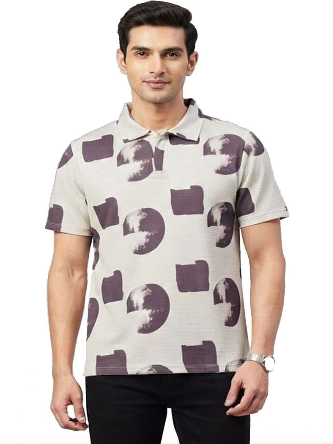 MPRAVEEN Men Printed Polo Collar T-shirt - view 1