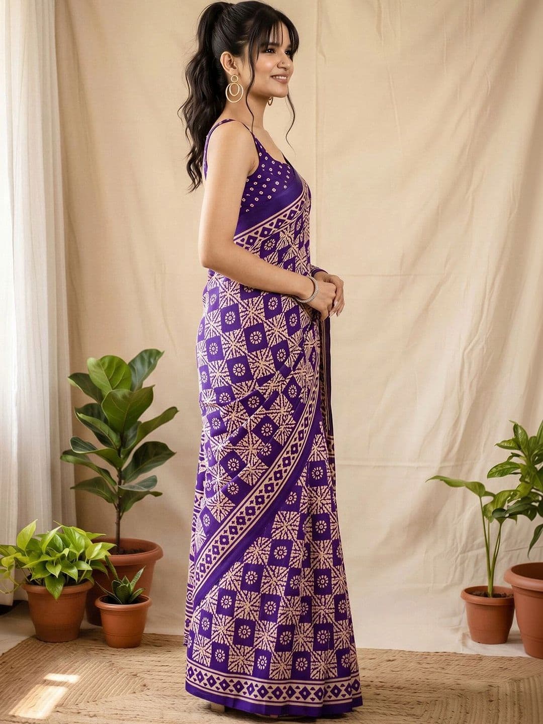 Anouk Batik Designer Block Print Saree thumbnail 5