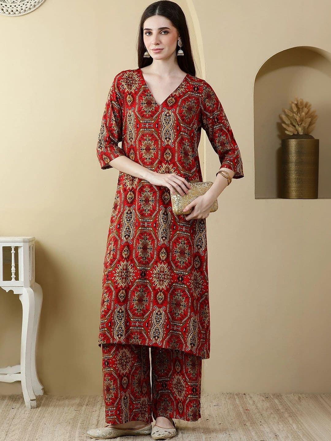 Anouk Women Ethnic Motifs Printed Regular Kurta with Palazzos thumbnail 4
