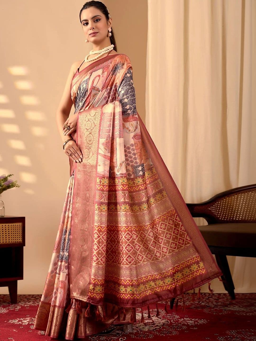 Moda Rapido Zari Silk Blend Designer Saree thumbnail 2