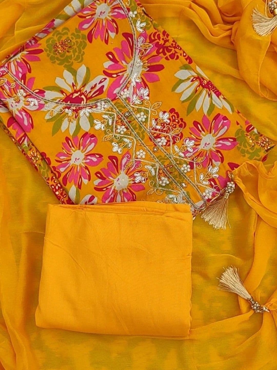 FAB JUNCTION Printed Pure Cotton Unstitched Dress Material - view 1