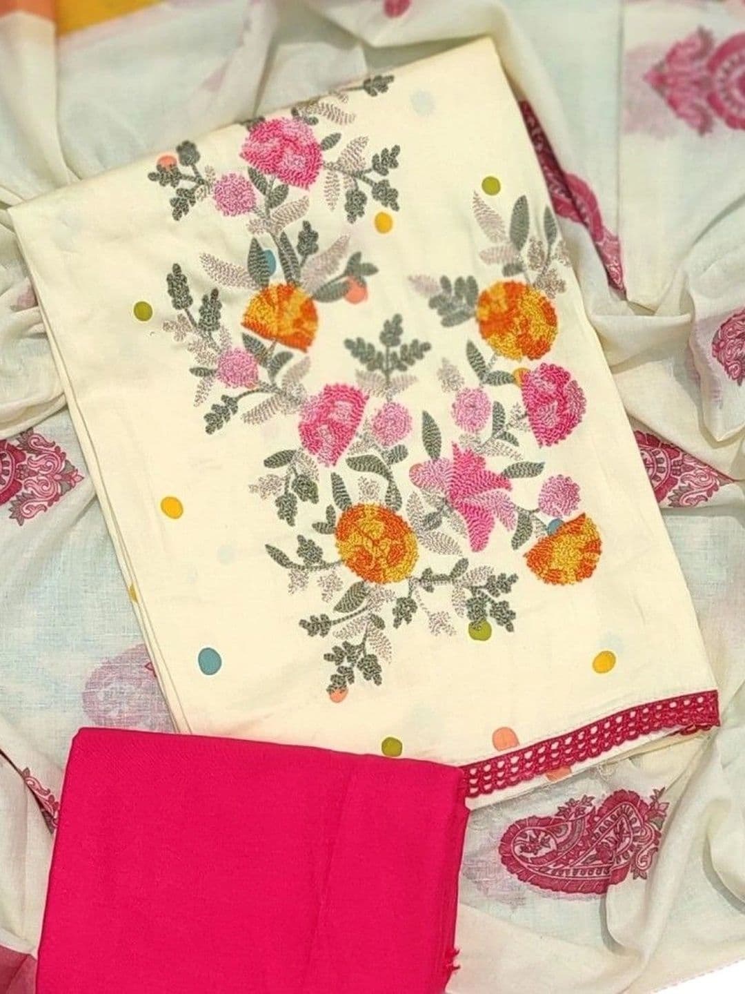 FAB JUNCTION Printed Pure Cotton Unstitched Dress Material thumbnail 2