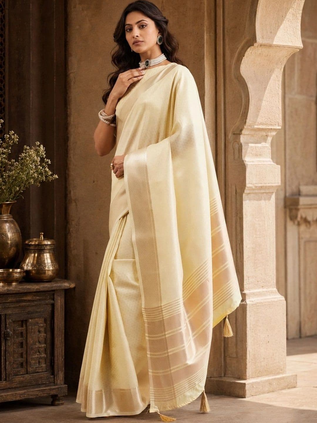 kasee Woven Design Zari Jute Silk Handloom Saree - view 1