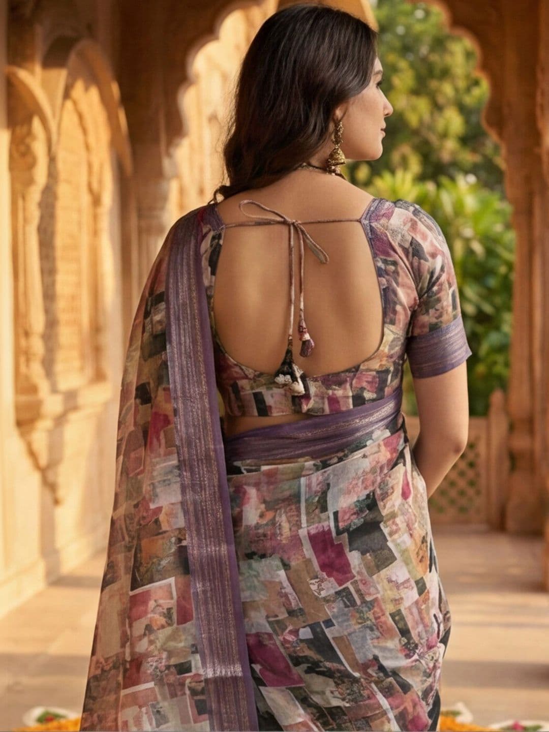 Anouk Rustic Zari Pure Linen Designer Khadi Saree thumbnail 4