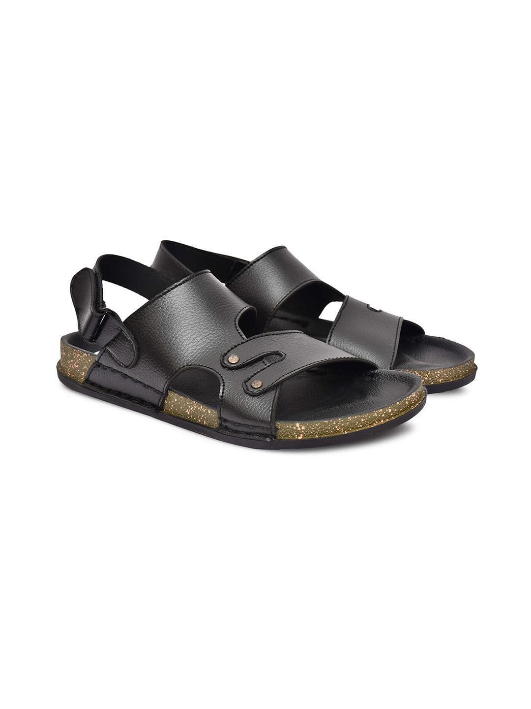 G L Trend Men Casual Waterproof Leather Black Velcro Sandals thumbnail 2